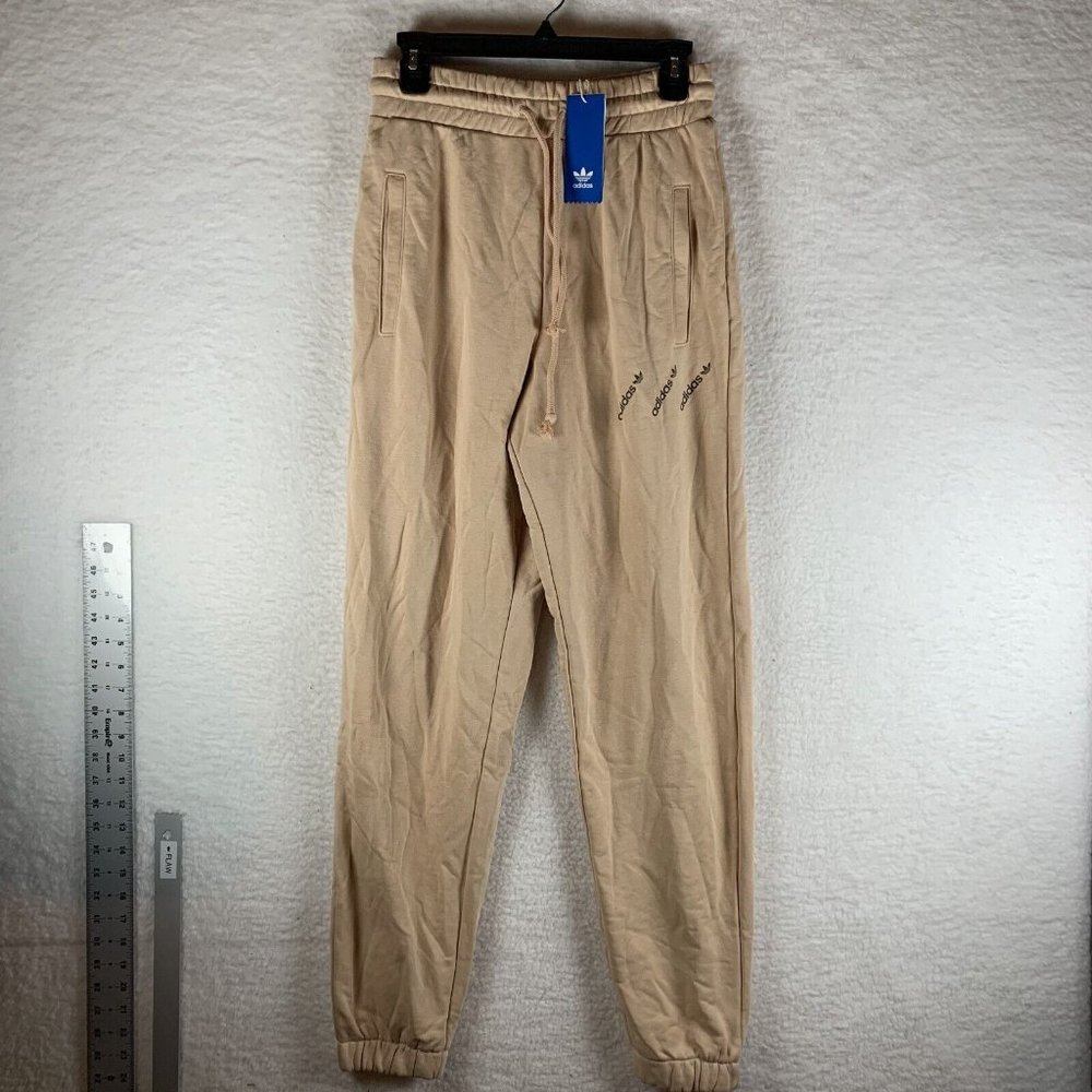 Adidas Jogger Pants Women's Small Halo Blush Cotton Drawstring Fitted 7552